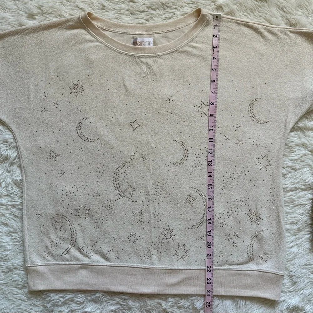 Beach Riot Sweater Moon and Stars Studded Embellished Long Sleeve Cream L